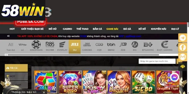 TRẢI NGHIỆM THẾ GIỚI GIẢI TRÍ JILI GAME BÀI 3D TẠI 58WIN