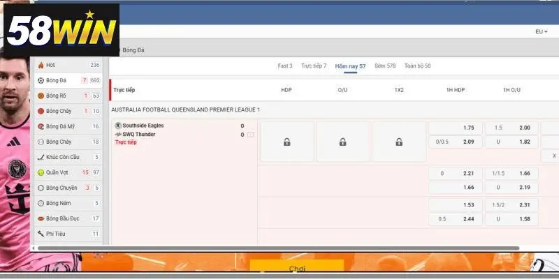 Thể thao 58win rất đầu tư vào thiết kế giao diện